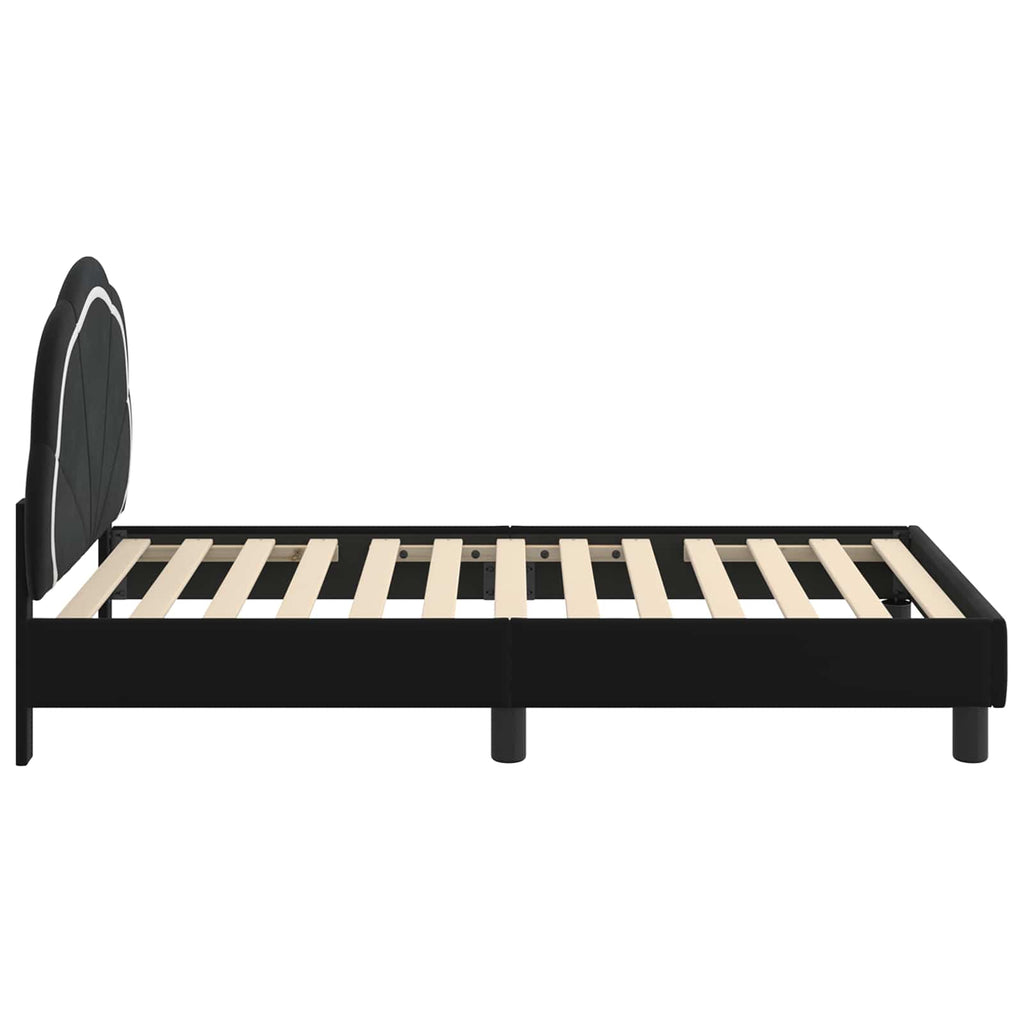 Kinderbettgestell mit Kopfteil Schwarz 80 x 160 cm Samt