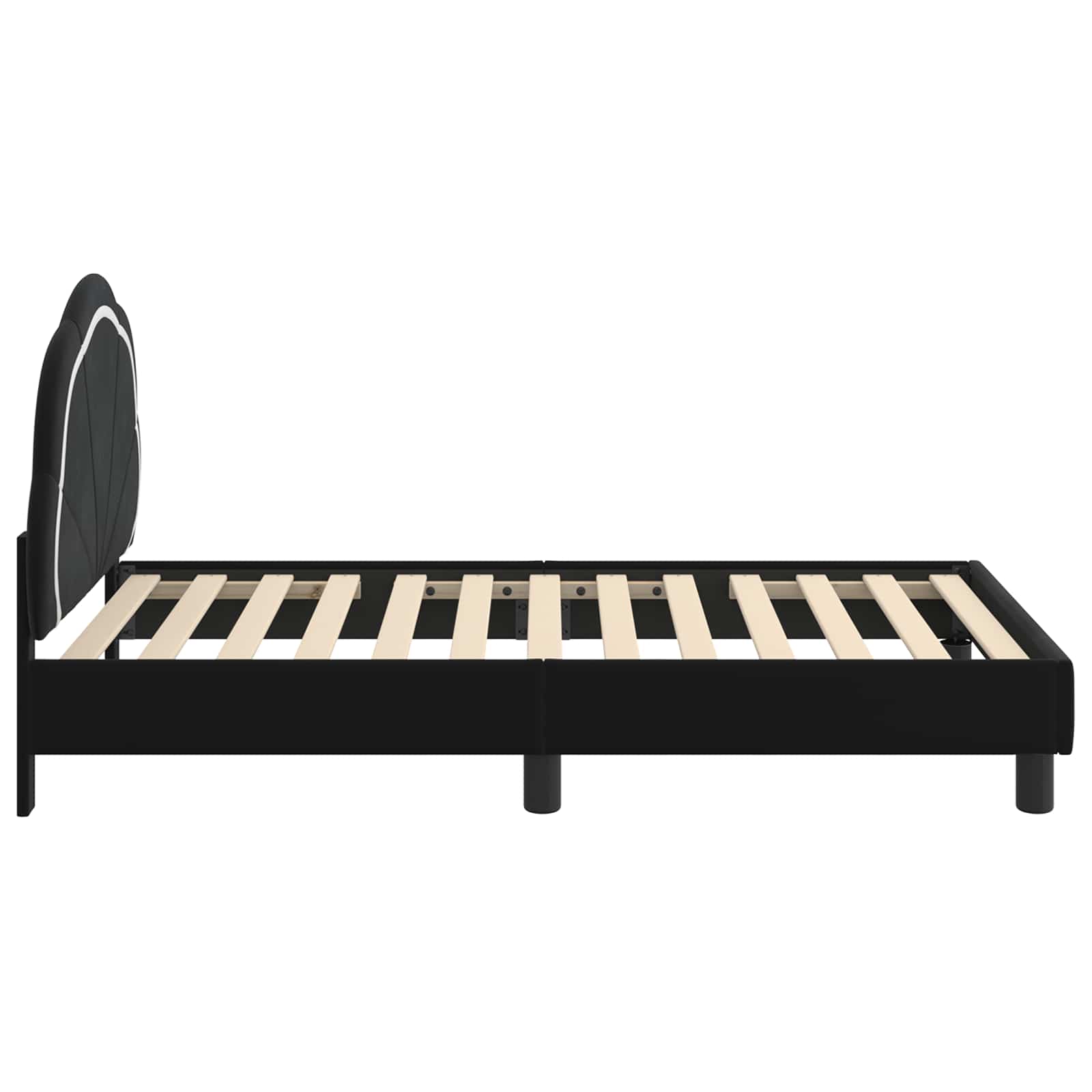 Kinderbettgestell mit Kopfteil Schwarz 80 x 160 cm Samt