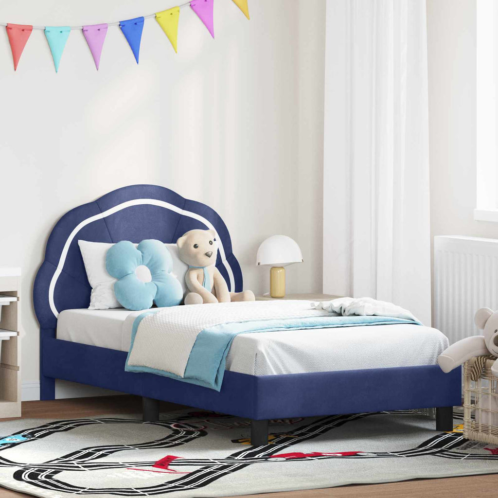 Kinderbettgestell mit Kopfteil Polizeiblau 80 x 160 cm Samt