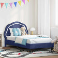 Kinderbettgestell mit Kopfteil Polizeiblau 80 x 160 cm Samt