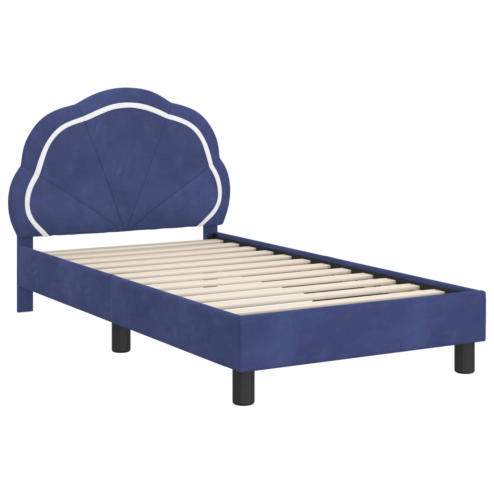 Kinderbettgestell mit Kopfteil Polizeiblau 80 x 160 cm Samt