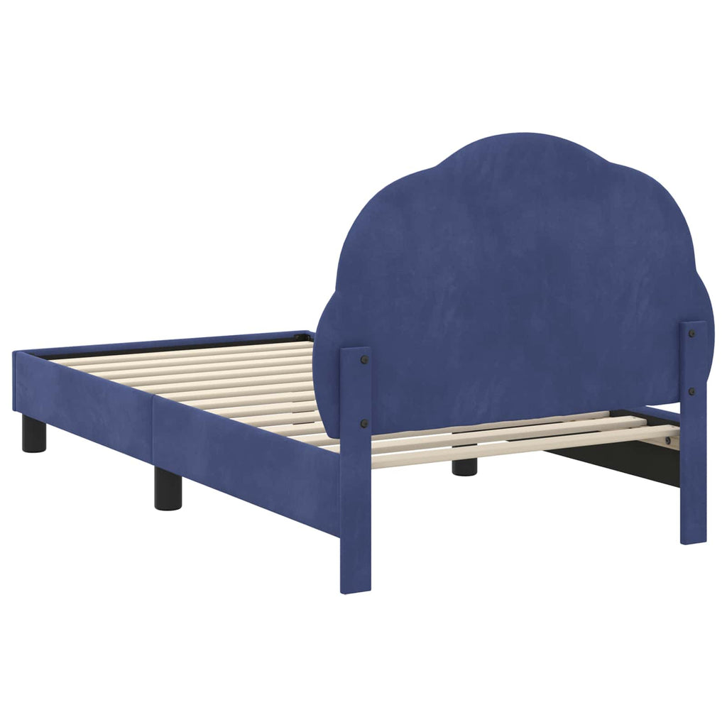 Kinderbettgestell mit Kopfteil Polizeiblau 80 x 160 cm Samt