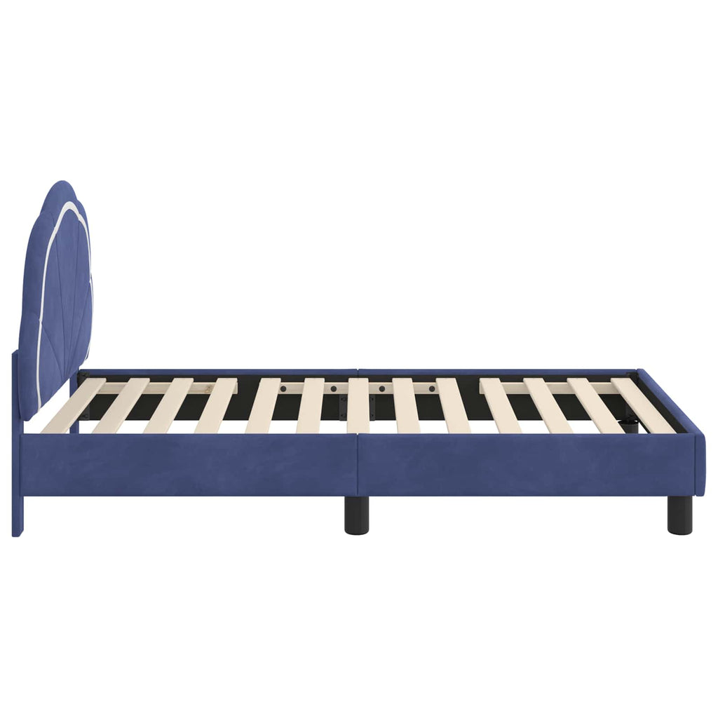 Kinderbettgestell mit Kopfteil Polizeiblau 80 x 160 cm Samt