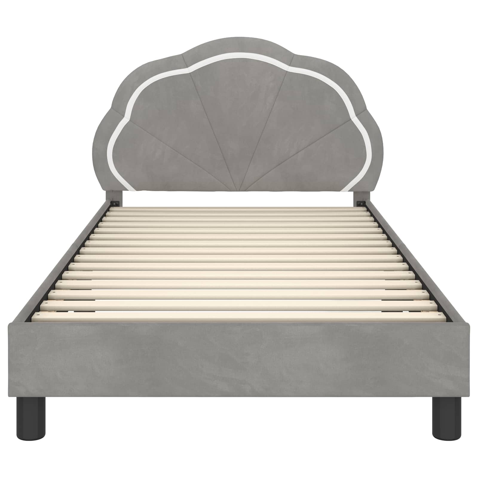 Kinderbettgestell mit Kopfteil Hellgrau 80 x 200 cm Samt