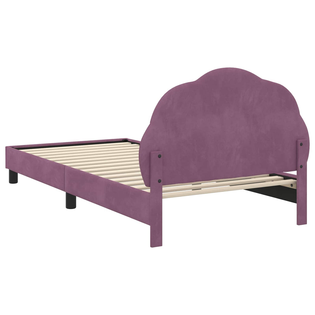 Kinderbettgestell mit Kopfteil Lila 80 x 200 cm Samt