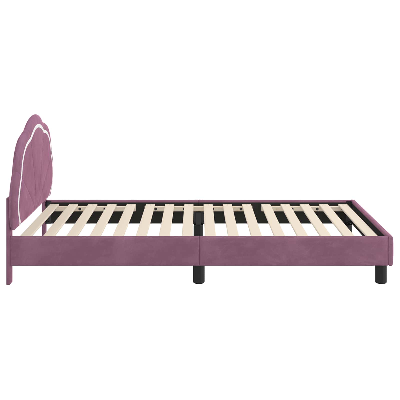 Kinderbettgestell mit Kopfteil Lila 80 x 200 cm Samt