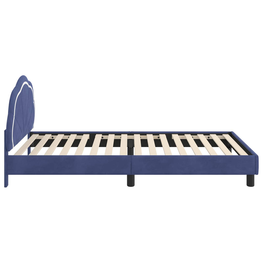 Kinderbettgestell mit Kopfteil Polizeiblau 80 x 200 cm Samt