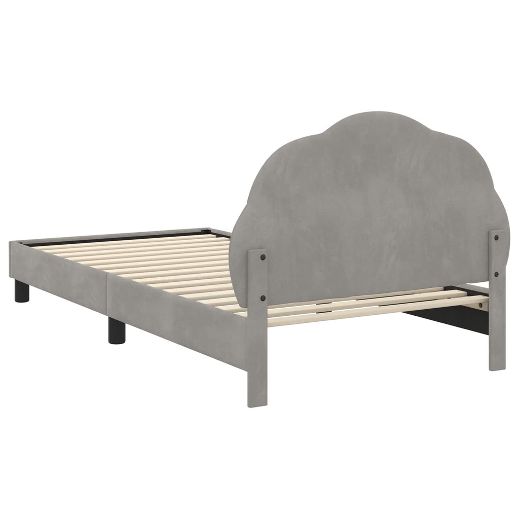 Kinderbettgestell mit Kopfteil Hellgrau 90 x 190 cm Samt