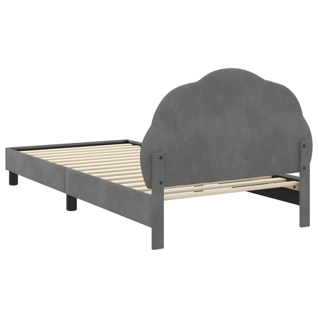 Kinderbettgestell mit Kopfteil Dunkelgrau 90 x 190 cm Samt