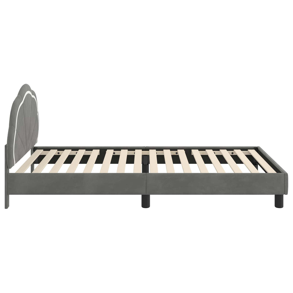 Kinderbettgestell mit Kopfteil Dunkelgrau 90 x 190 cm Samt