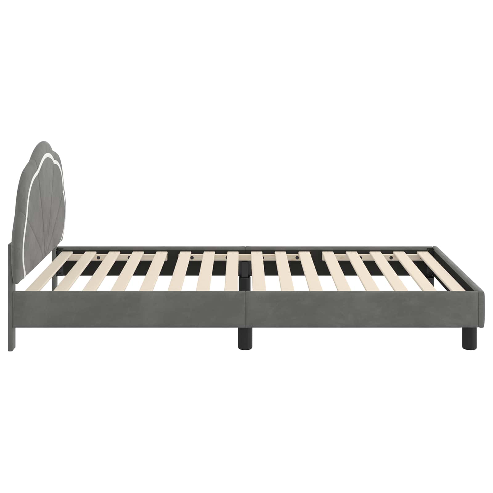 Kinderbettgestell mit Kopfteil Dunkelgrau 90 x 190 cm Samt