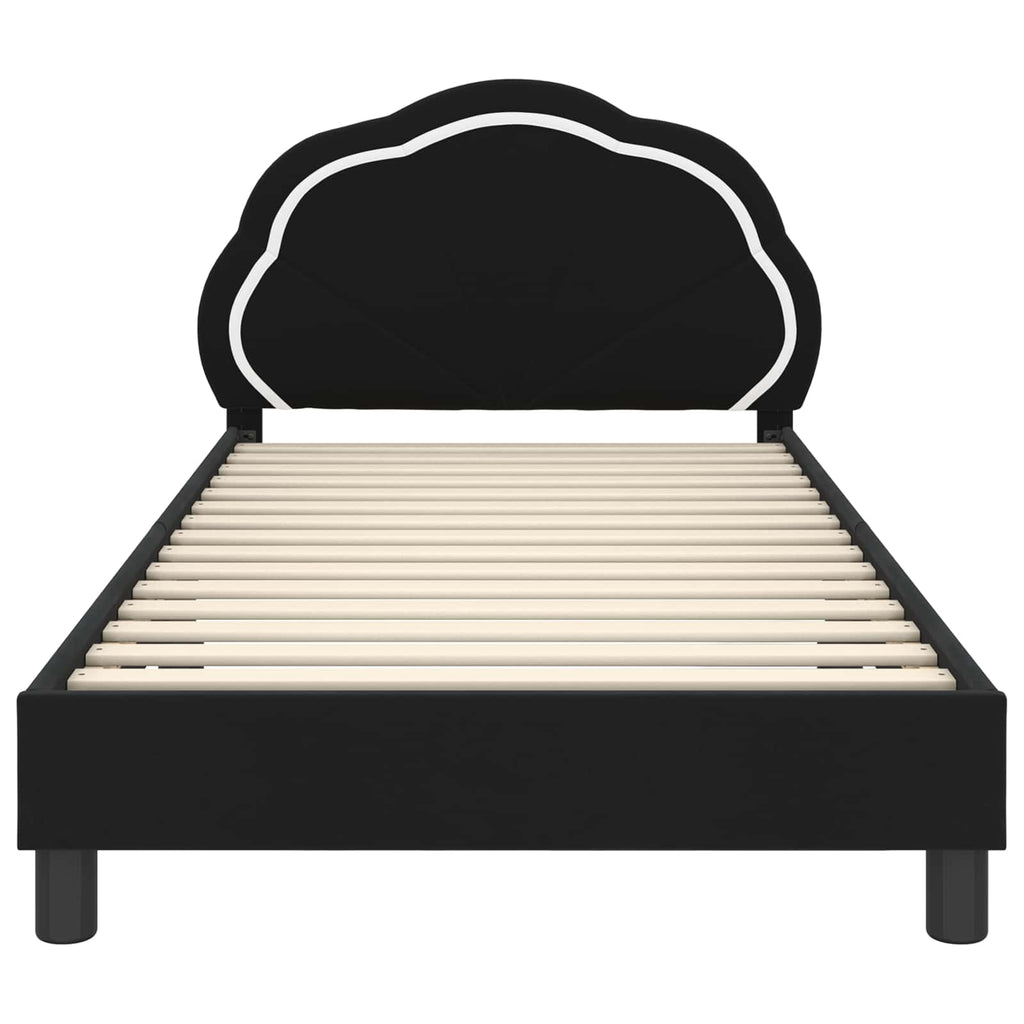 Kinderbettgestell mit Kopfteil Schwarz 90 x 190 cm Samt
