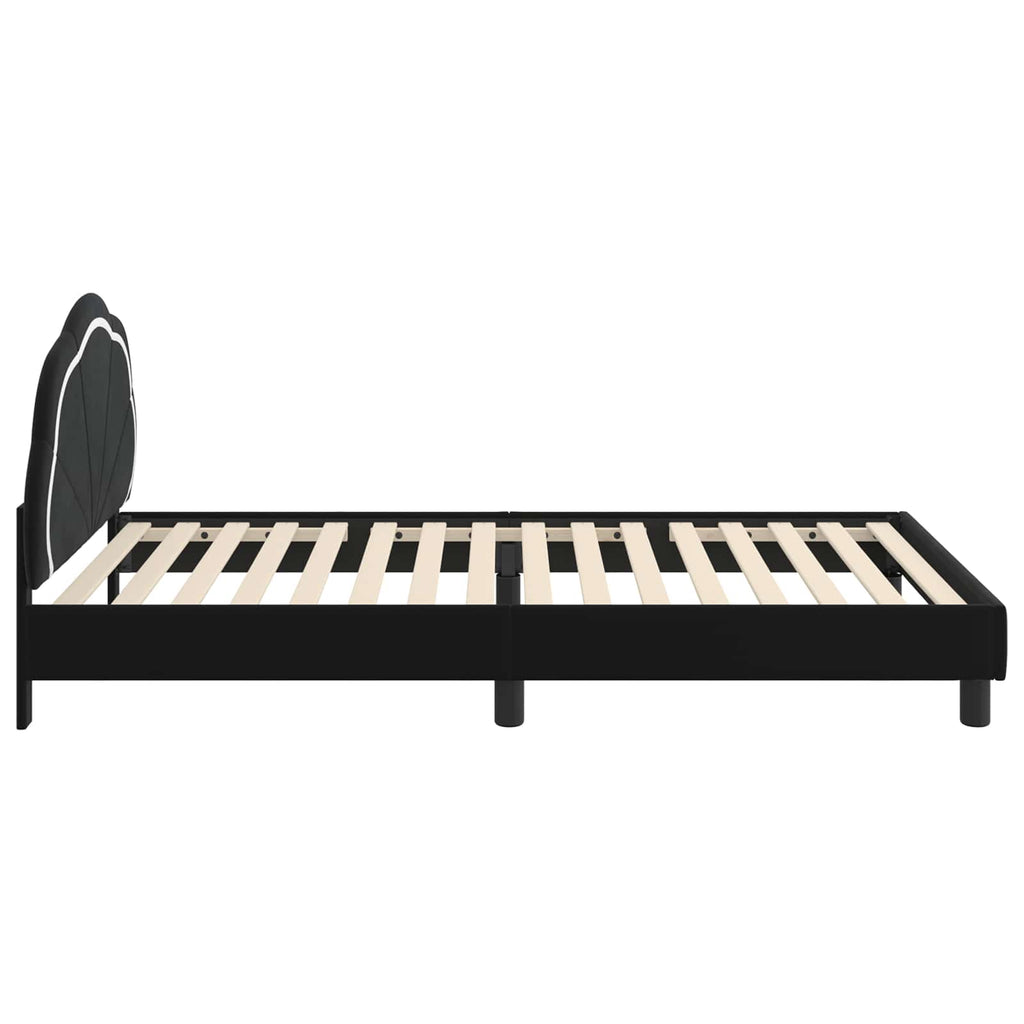 Kinderbettgestell mit Kopfteil Schwarz 90 x 190 cm Samt