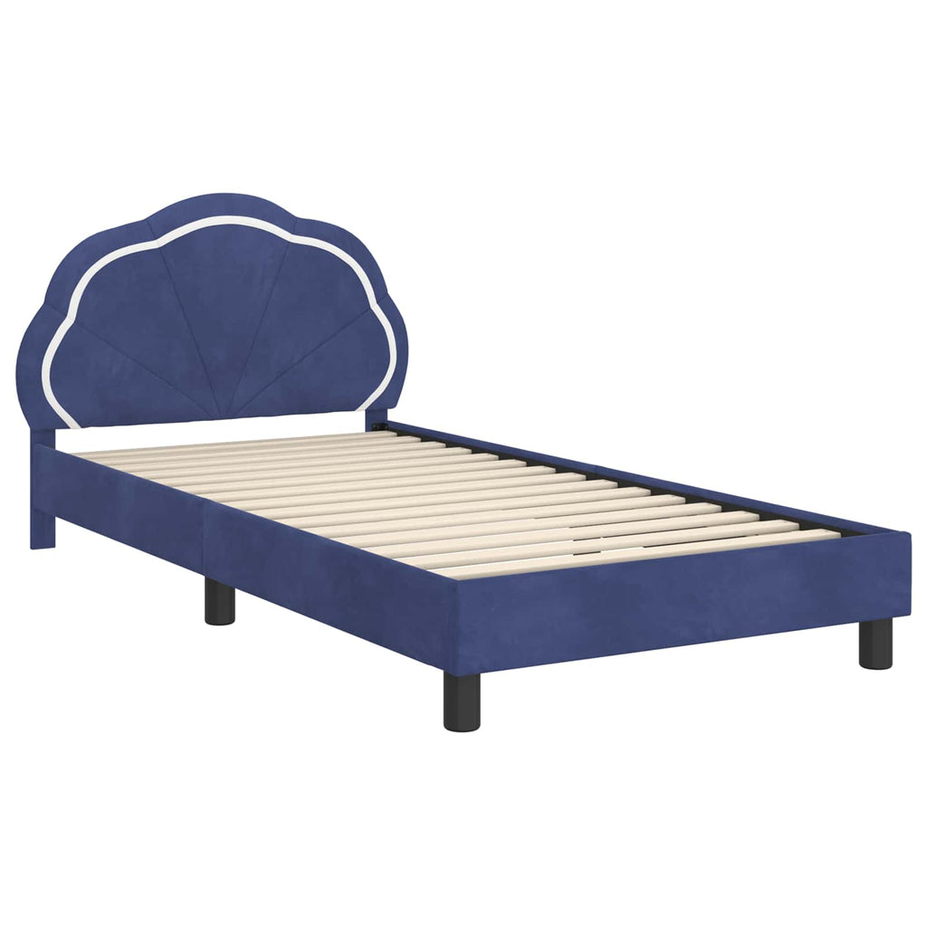 Kinderbettgestell mit Kopfteil Polizeiblau 90 x 190 cm Samt