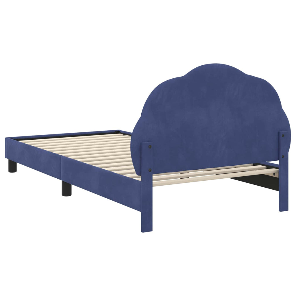 Kinderbettgestell mit Kopfteil Polizeiblau 90 x 190 cm Samt
