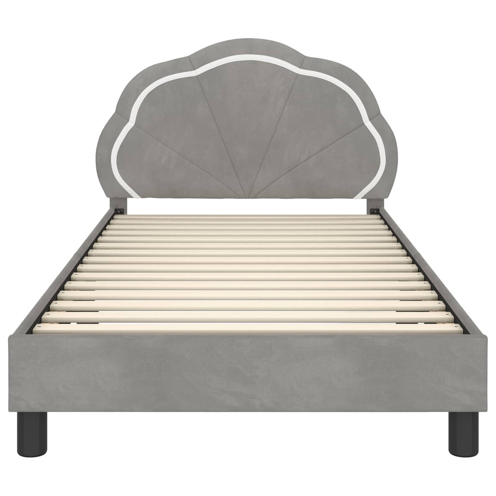 Kinderbettgestell mit Kopfteil Hellgrau 90 x 200 cm Samt