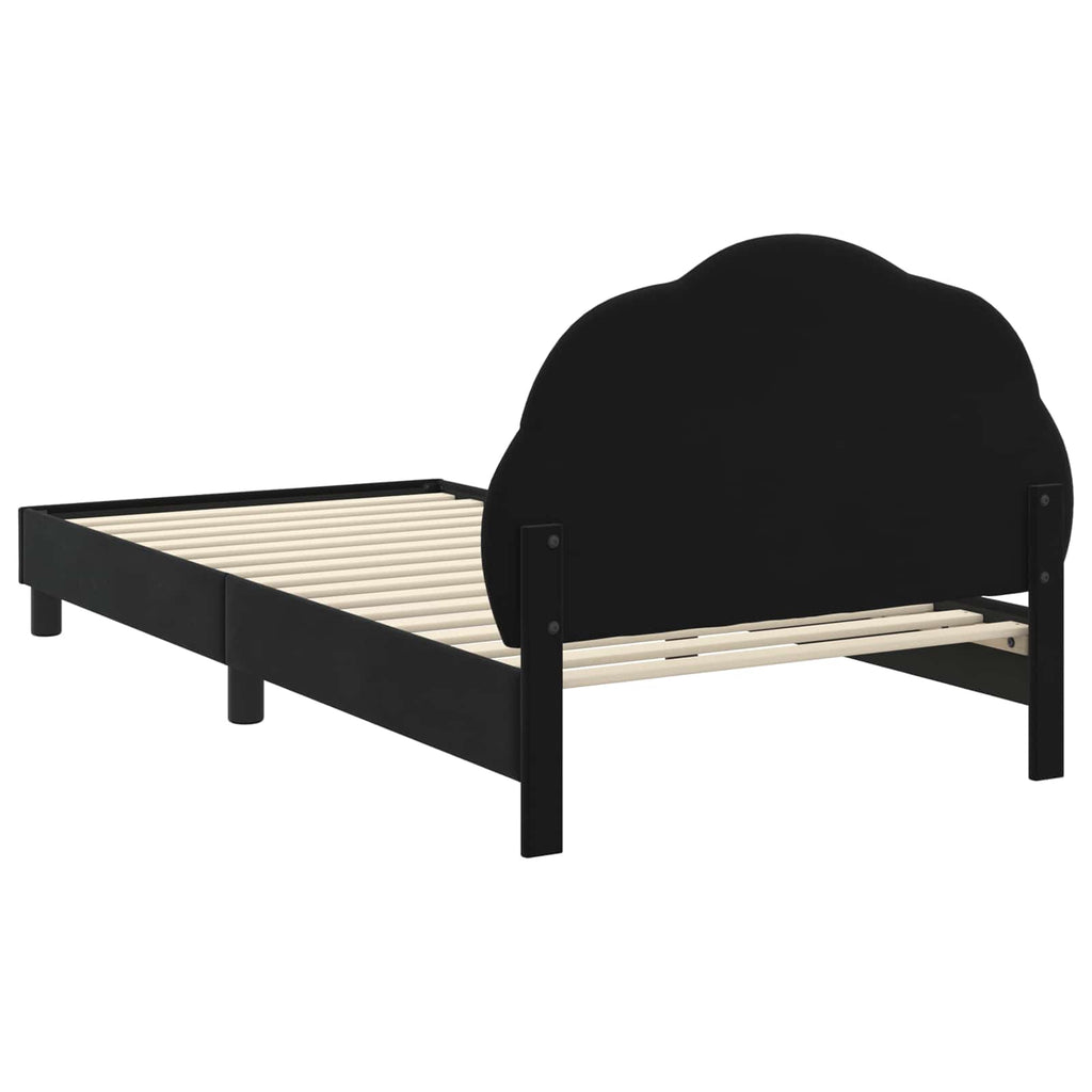 Kinderbettgestell mit Kopfteil Schwarz 90 x 200 cm Samt