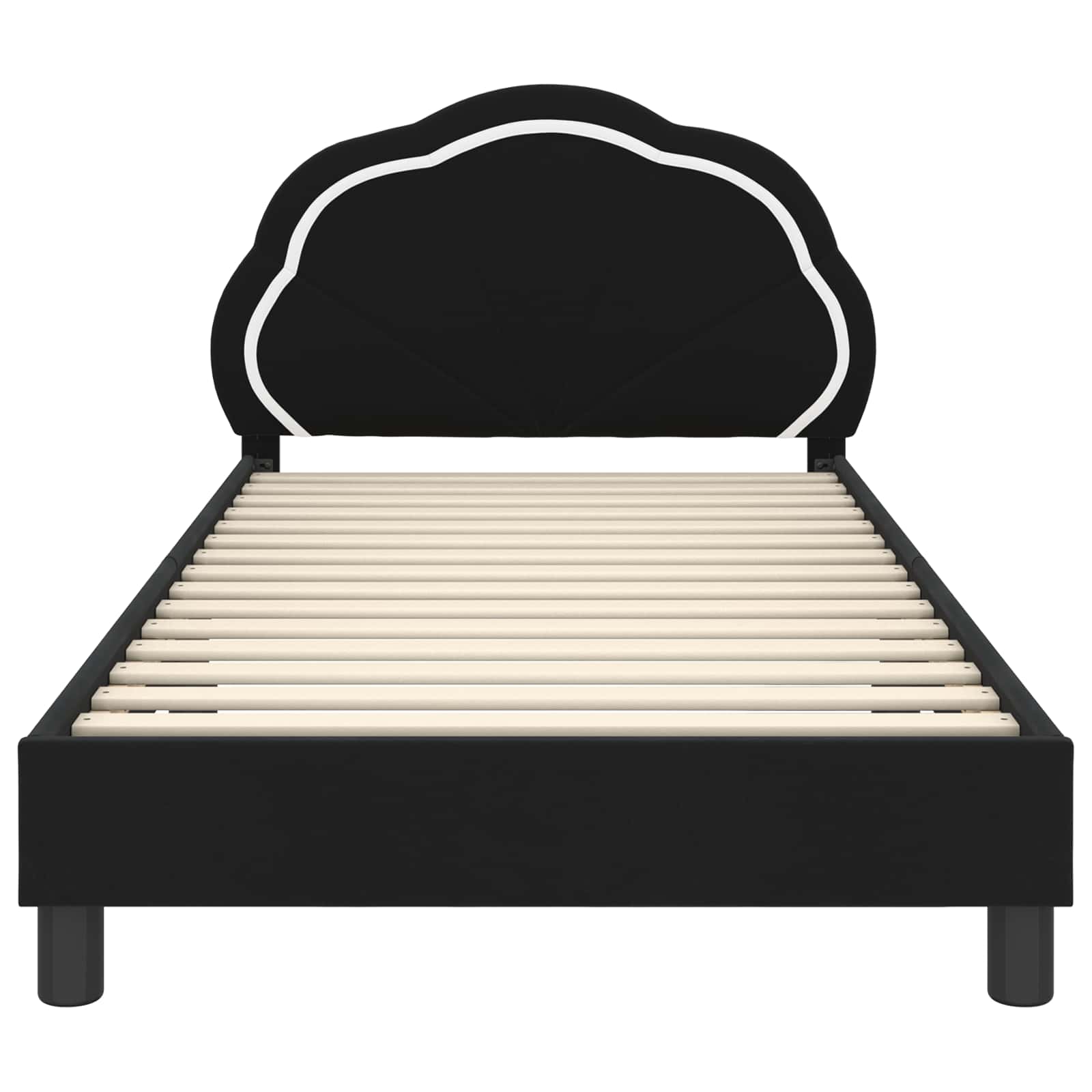 Kinderbettgestell mit Kopfteil Schwarz 90 x 200 cm Samt