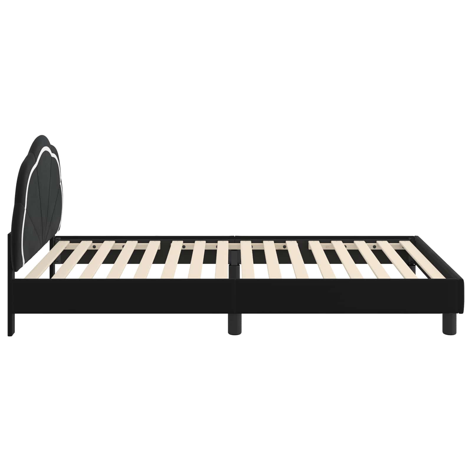 Kinderbettgestell mit Kopfteil Schwarz 90 x 200 cm Samt