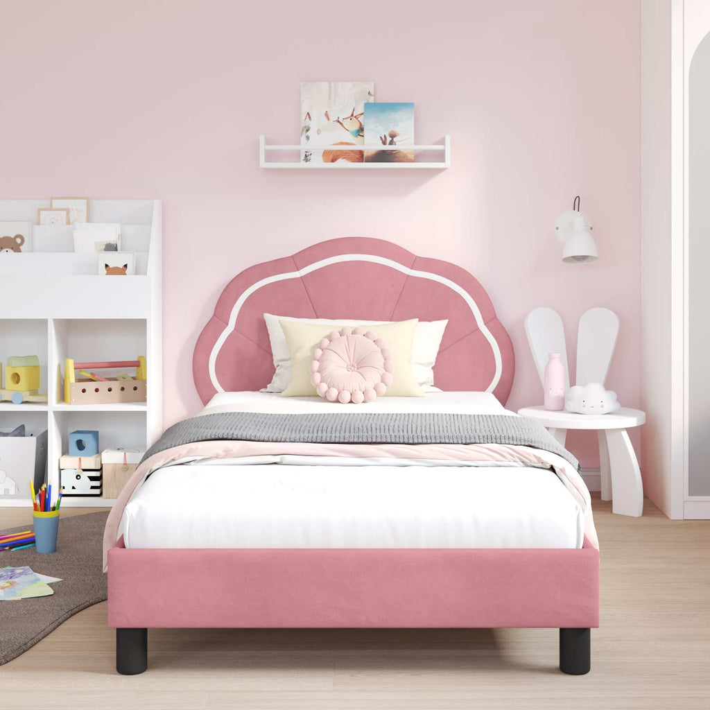 Kinderbettgestell mit Kopfteil Rosa 90 x 200 cm Samt