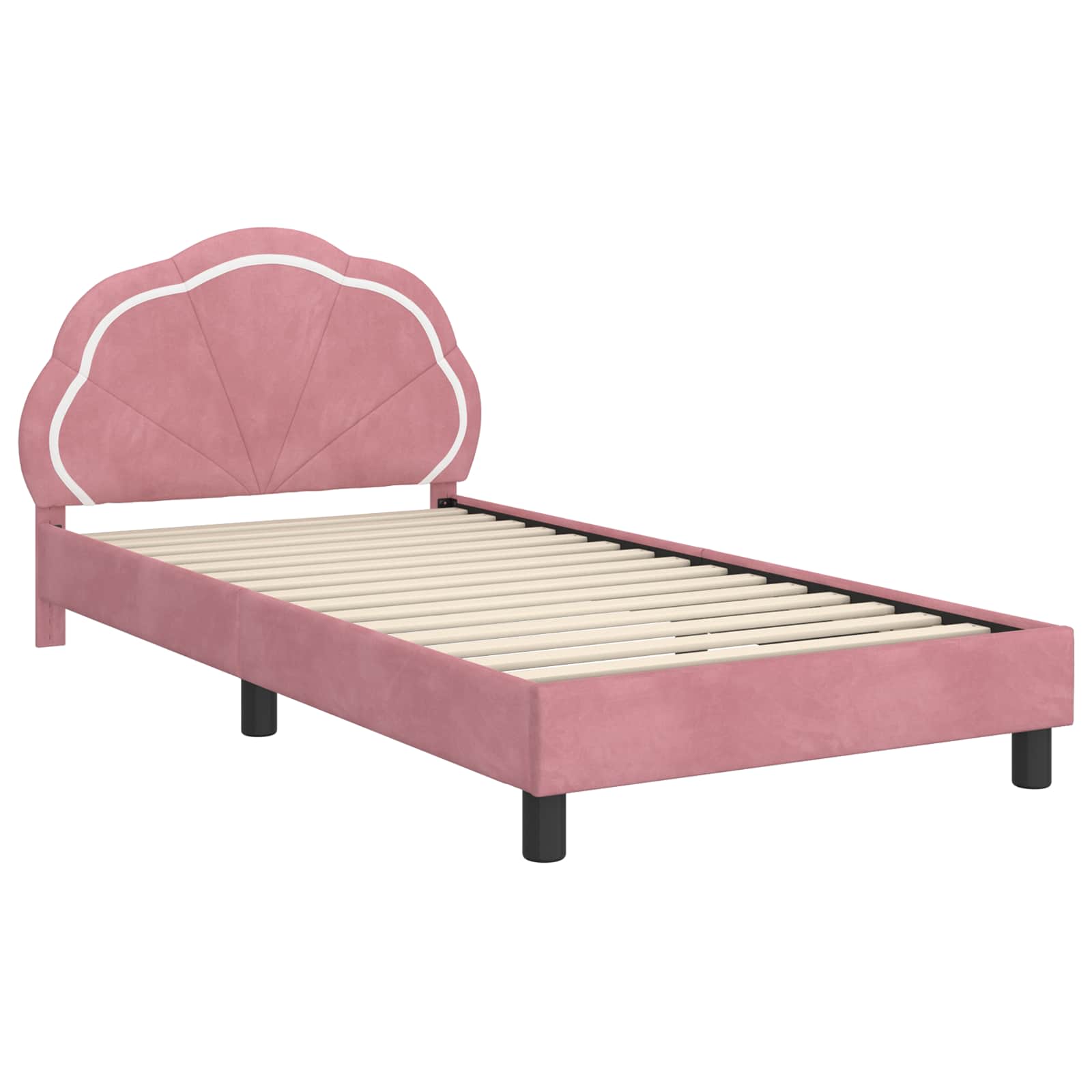Kinderbettgestell mit Kopfteil Rosa 90 x 200 cm Samt