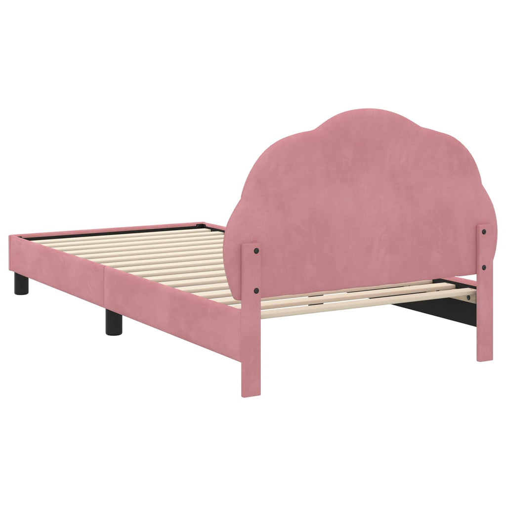 Kinderbettgestell mit Kopfteil Rosa 90 x 200 cm Samt