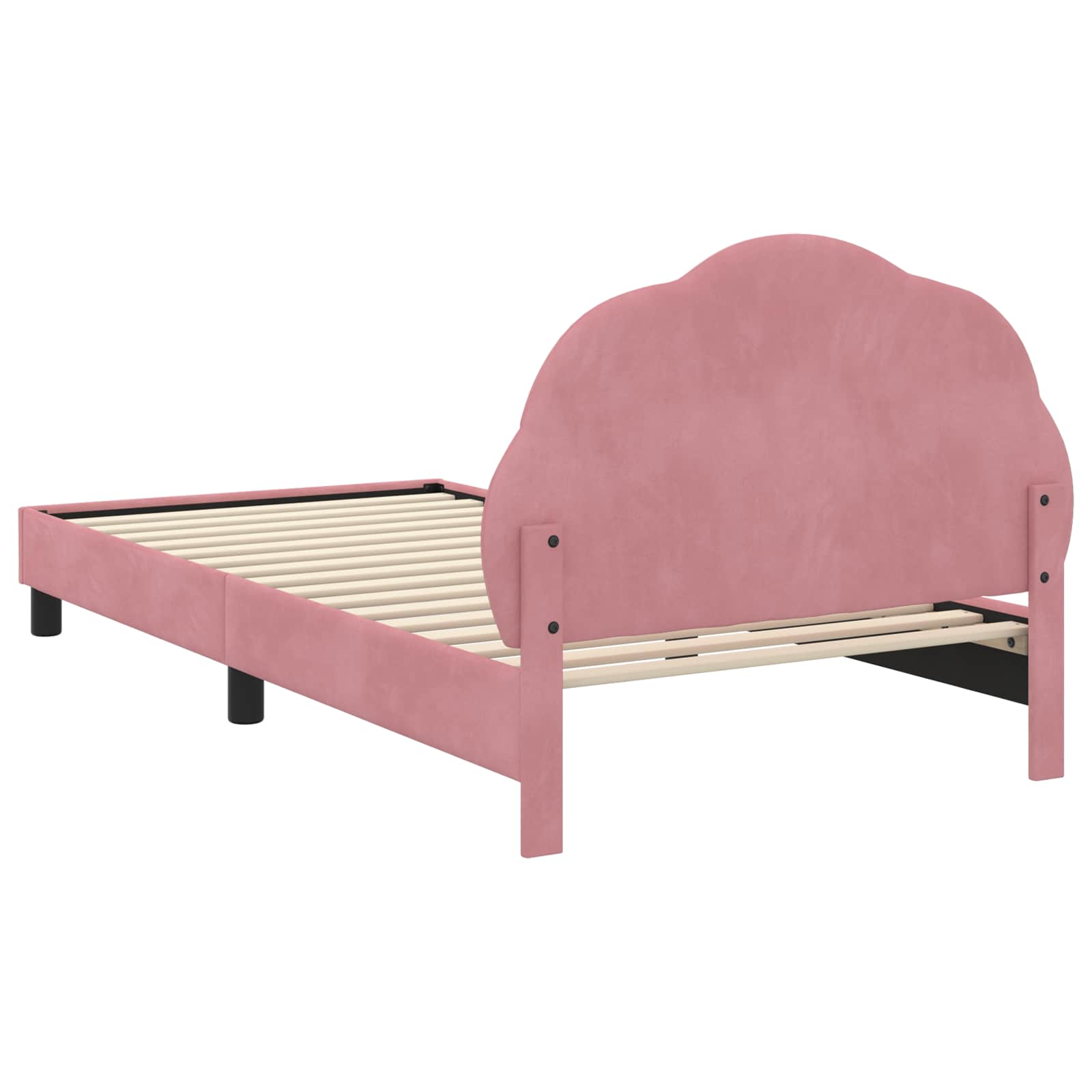 Kinderbettgestell mit Kopfteil Rosa 90 x 200 cm Samt