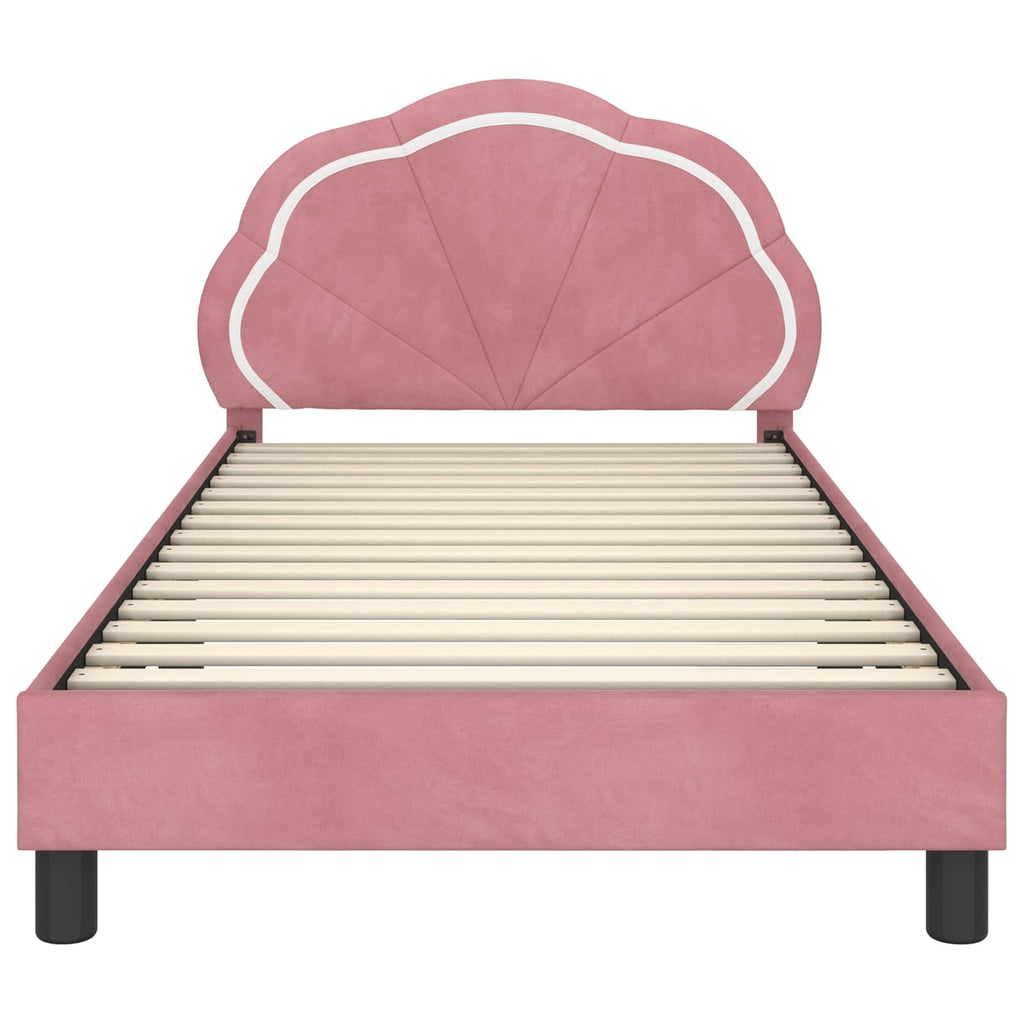 Kinderbettgestell mit Kopfteil Rosa 90 x 200 cm Samt