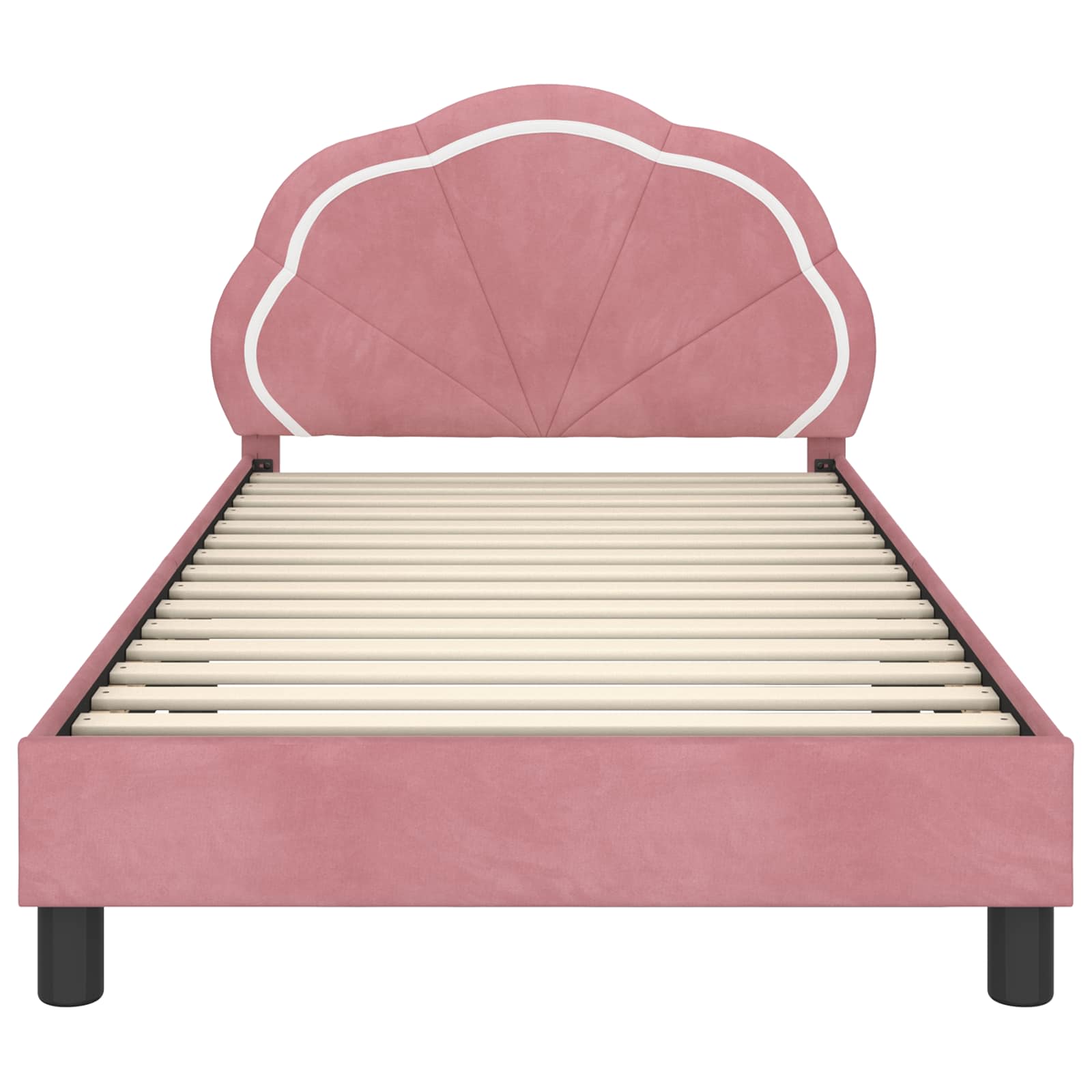Kinderbettgestell mit Kopfteil Rosa 90 x 200 cm Samt