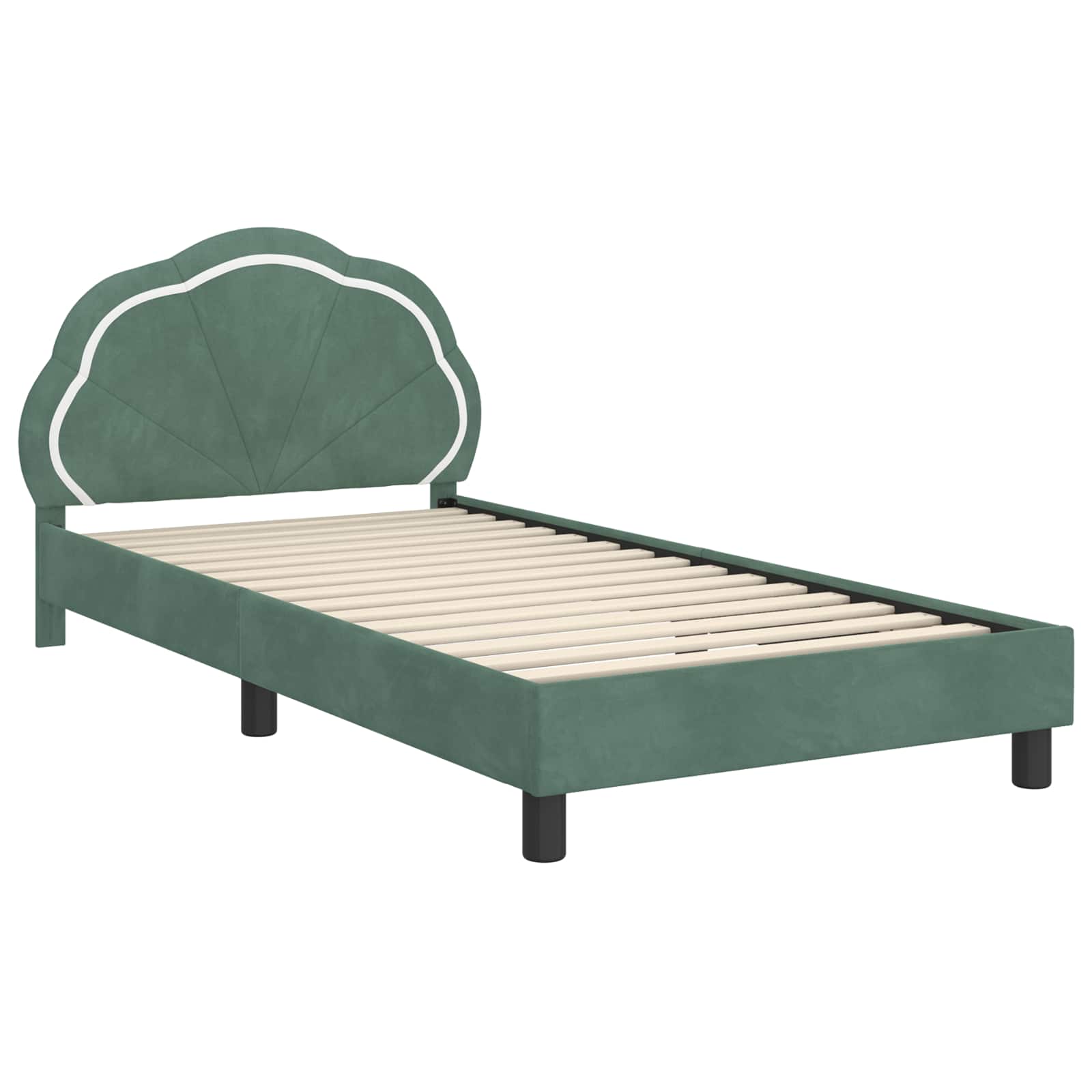 Kinderbettgestell mit Kopfteil Meergrün 90 x 200 cm Samt