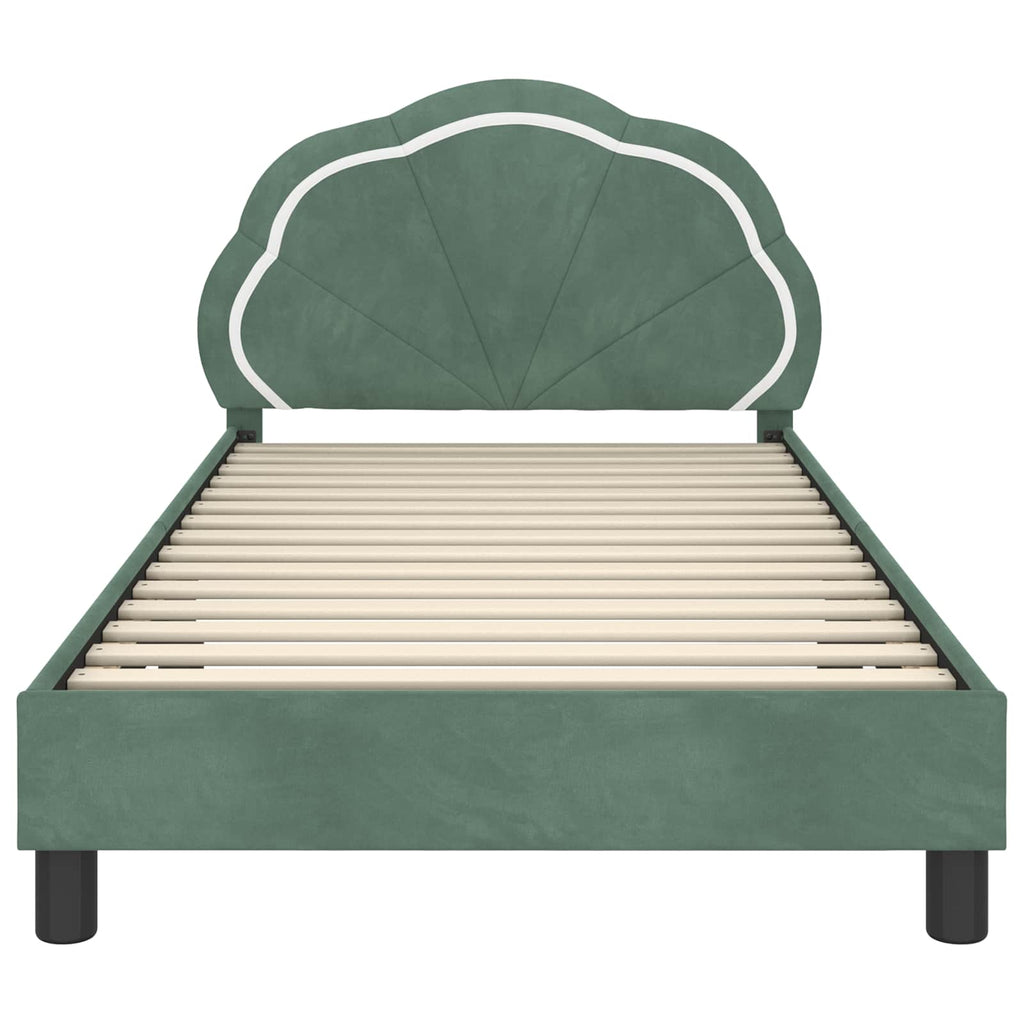 Kinderbettgestell mit Kopfteil Meergrün 90 x 200 cm Samt