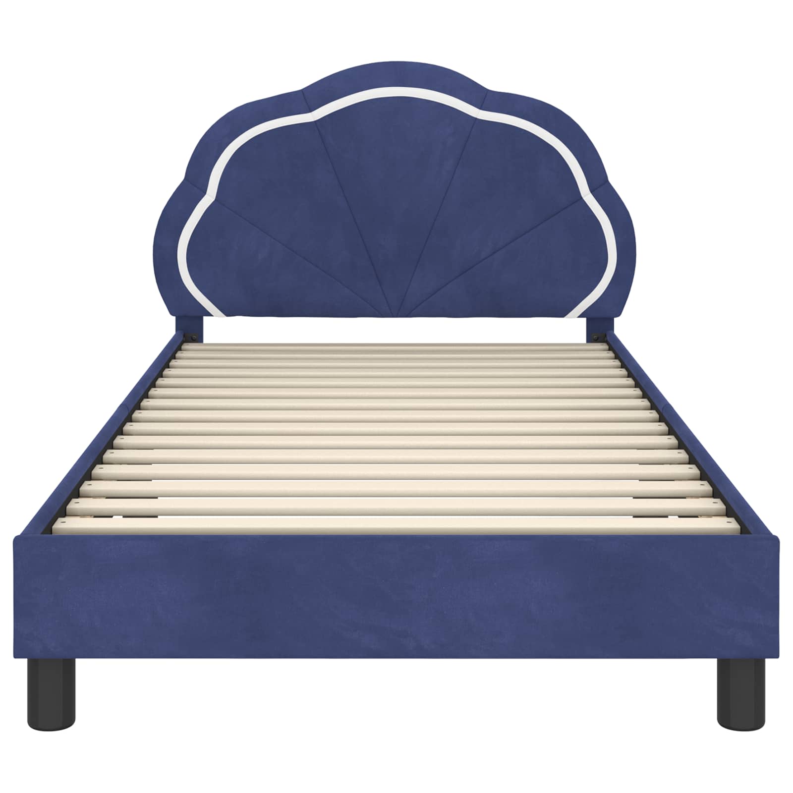 Kinderbettgestell mit Kopfteil Polizeiblau 90 x 200 cm Samt