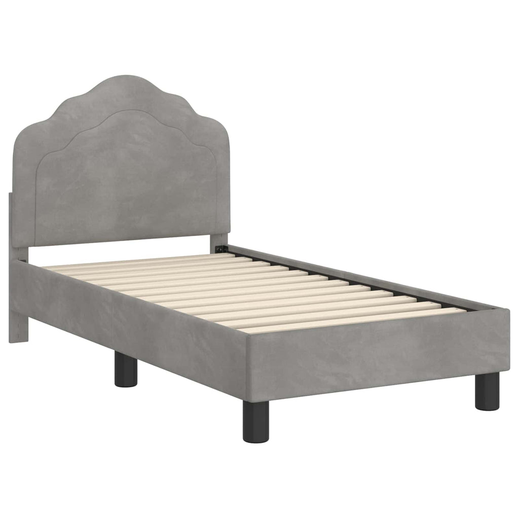 Kinderbettgestell mit Kopfteil Hellgrau 70 x 140 cm Samt