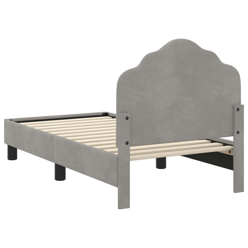 Kinderbettgestell mit Kopfteil Hellgrau 70 x 140 cm Samt