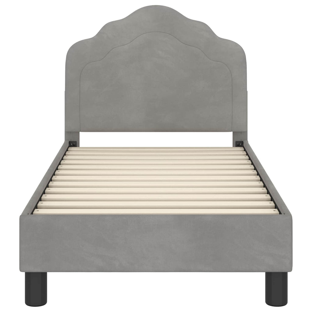 Kinderbettgestell mit Kopfteil Hellgrau 70 x 140 cm Samt