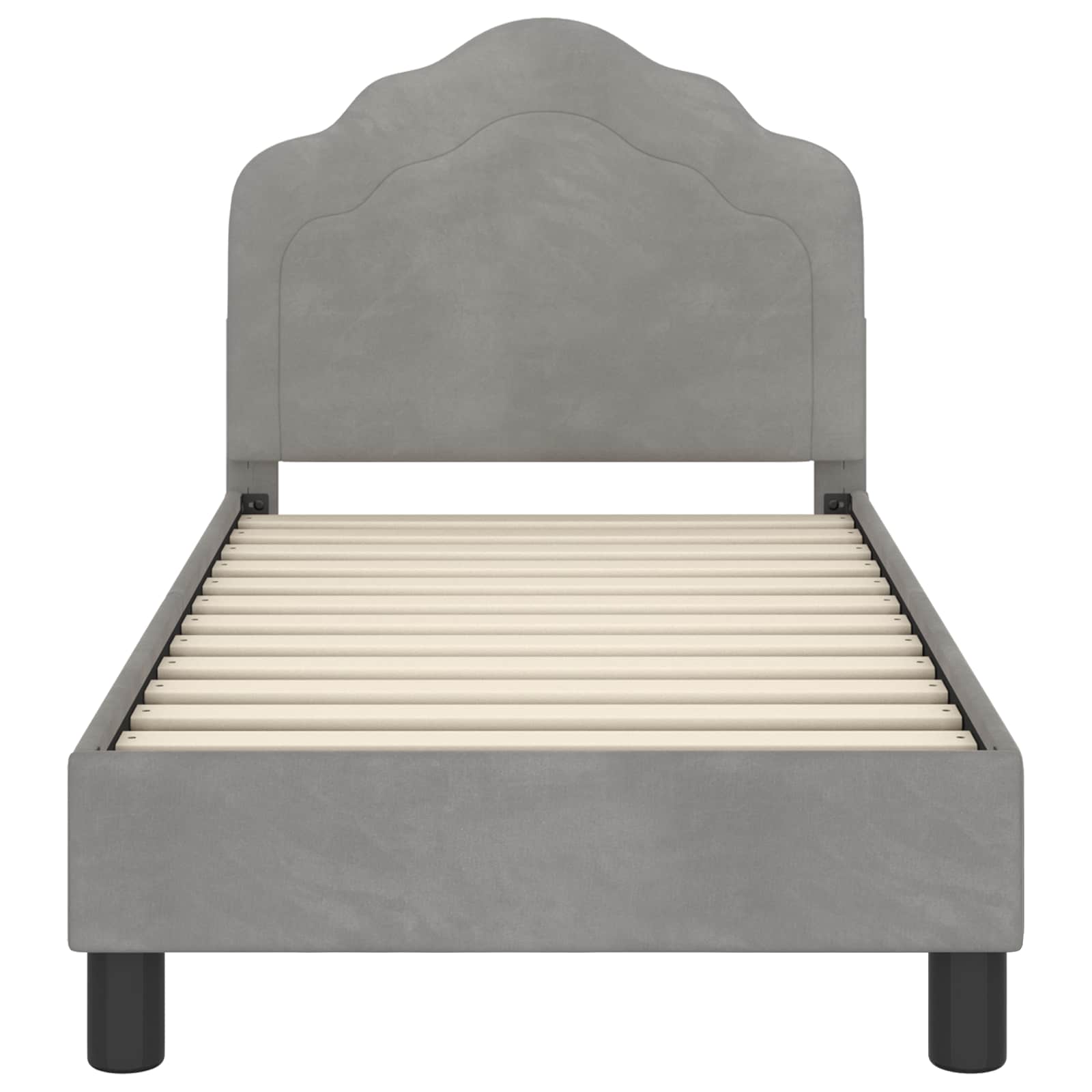 Kinderbettgestell mit Kopfteil Hellgrau 70 x 140 cm Samt