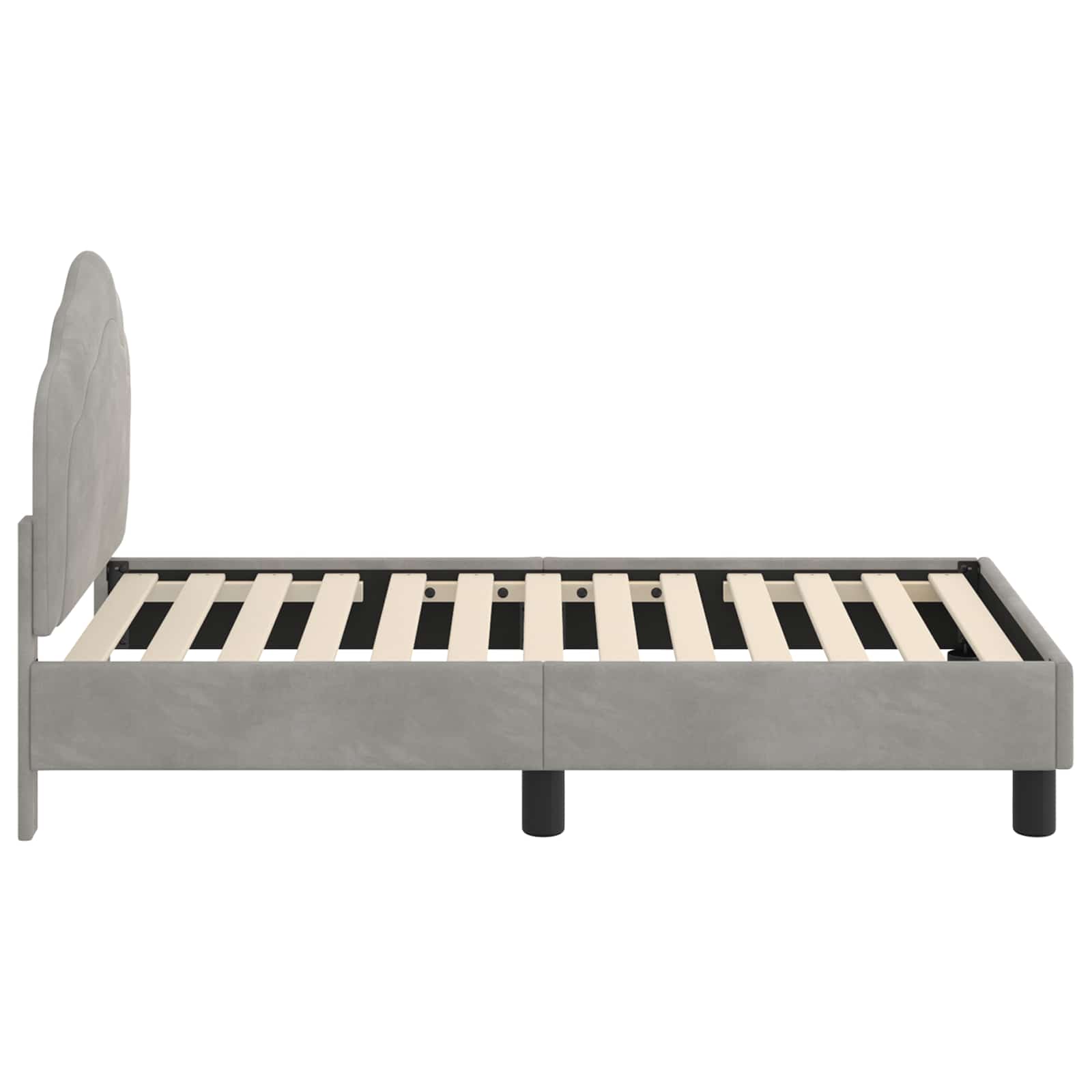 Kinderbettgestell mit Kopfteil Hellgrau 70 x 140 cm Samt