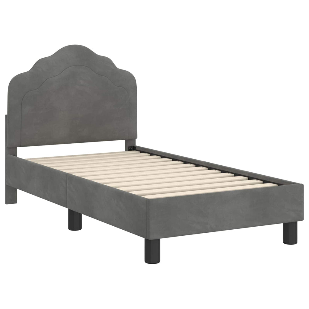 Kinderbettgestell mit Kopfteil Dunkelgrau 70 x 140 cm Samt