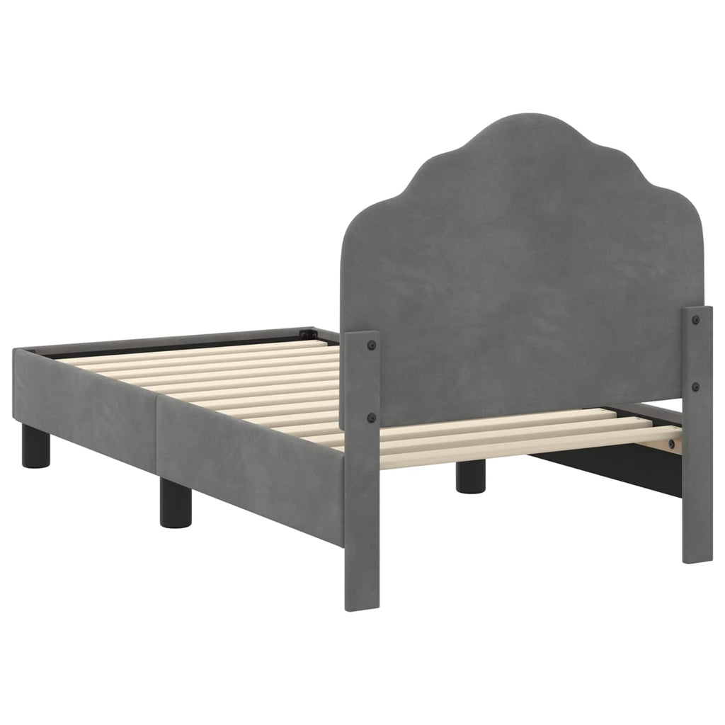 Kinderbettgestell mit Kopfteil Dunkelgrau 70 x 140 cm Samt