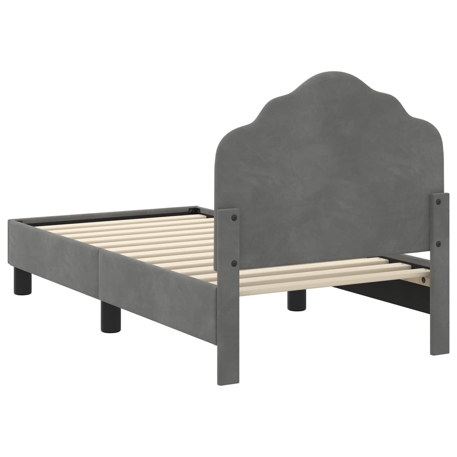 Kinderbettgestell mit Kopfteil Dunkelgrau 70 x 140 cm Samt