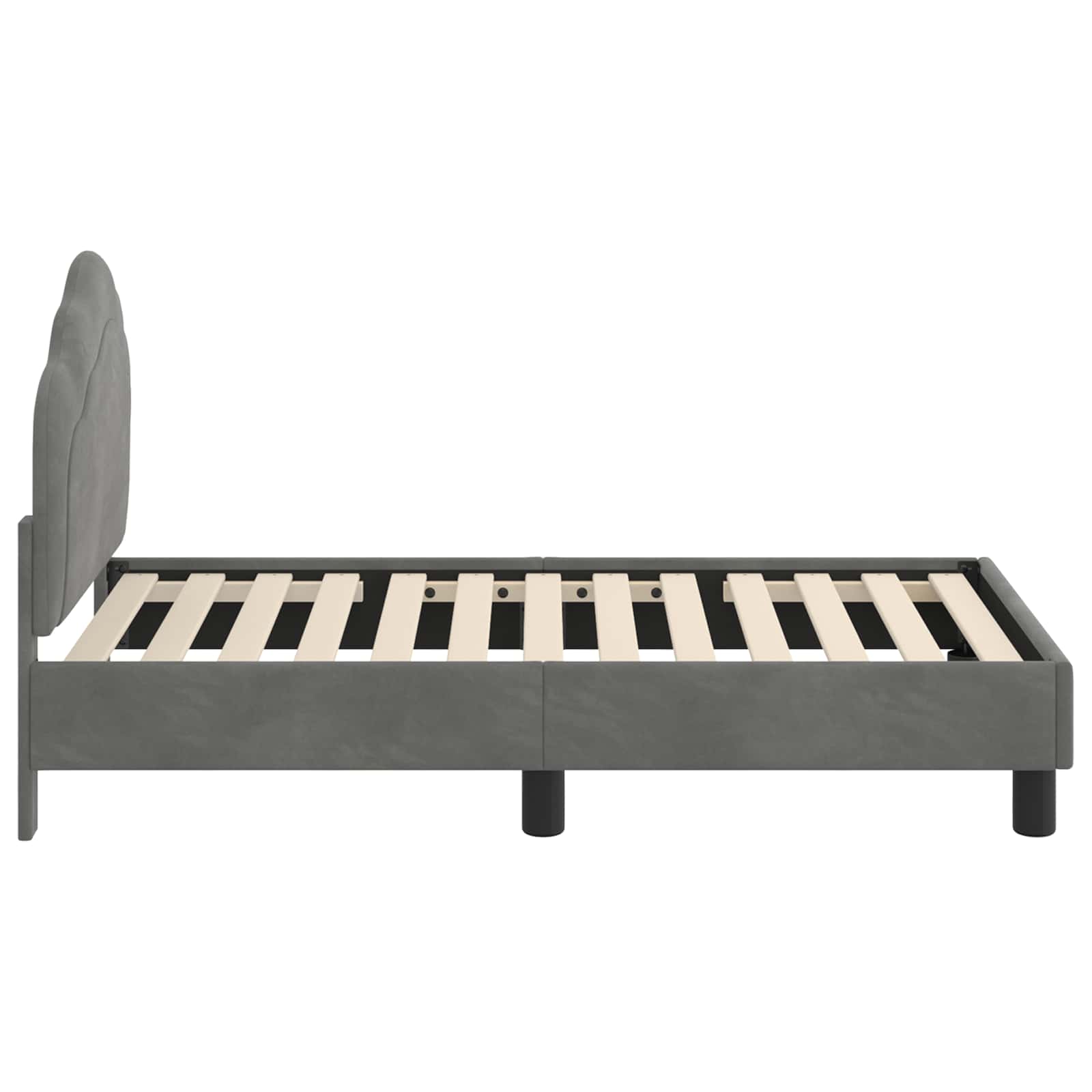 Kinderbettgestell mit Kopfteil Dunkelgrau 70 x 140 cm Samt