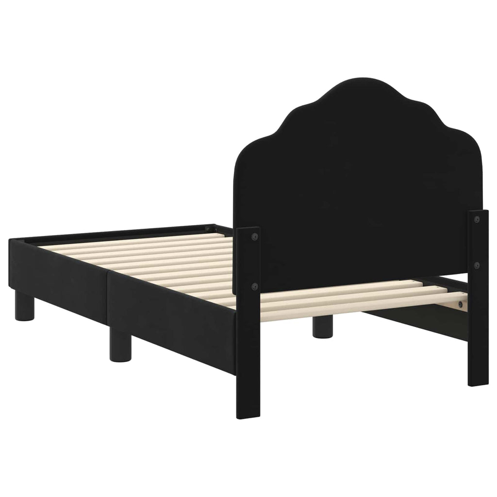 Kinderbettgestell mit Kopfteil Schwarz 70 x 140 cm Samt