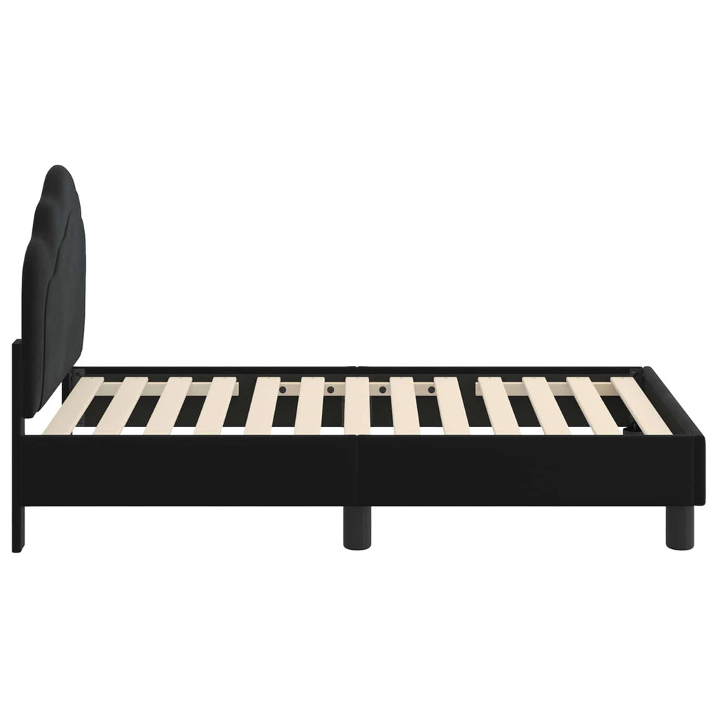 Kinderbettgestell mit Kopfteil Schwarz 70 x 140 cm Samt