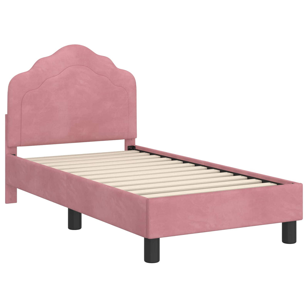 Kinderbettgestell mit Kopfteil Rosa 70 x 140 cm Samt
