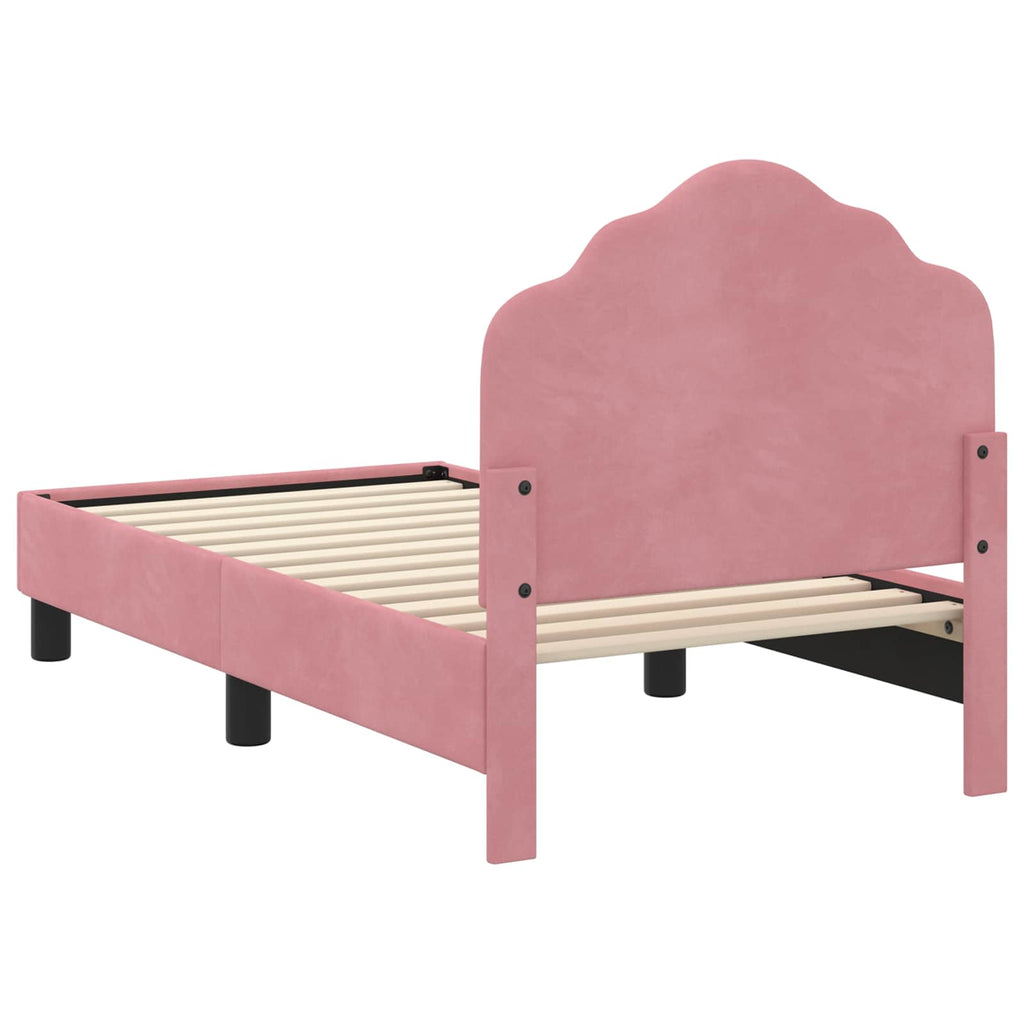 Kinderbettgestell mit Kopfteil Rosa 70 x 140 cm Samt