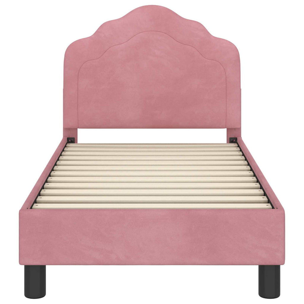 Kinderbettgestell mit Kopfteil Rosa 70 x 140 cm Samt