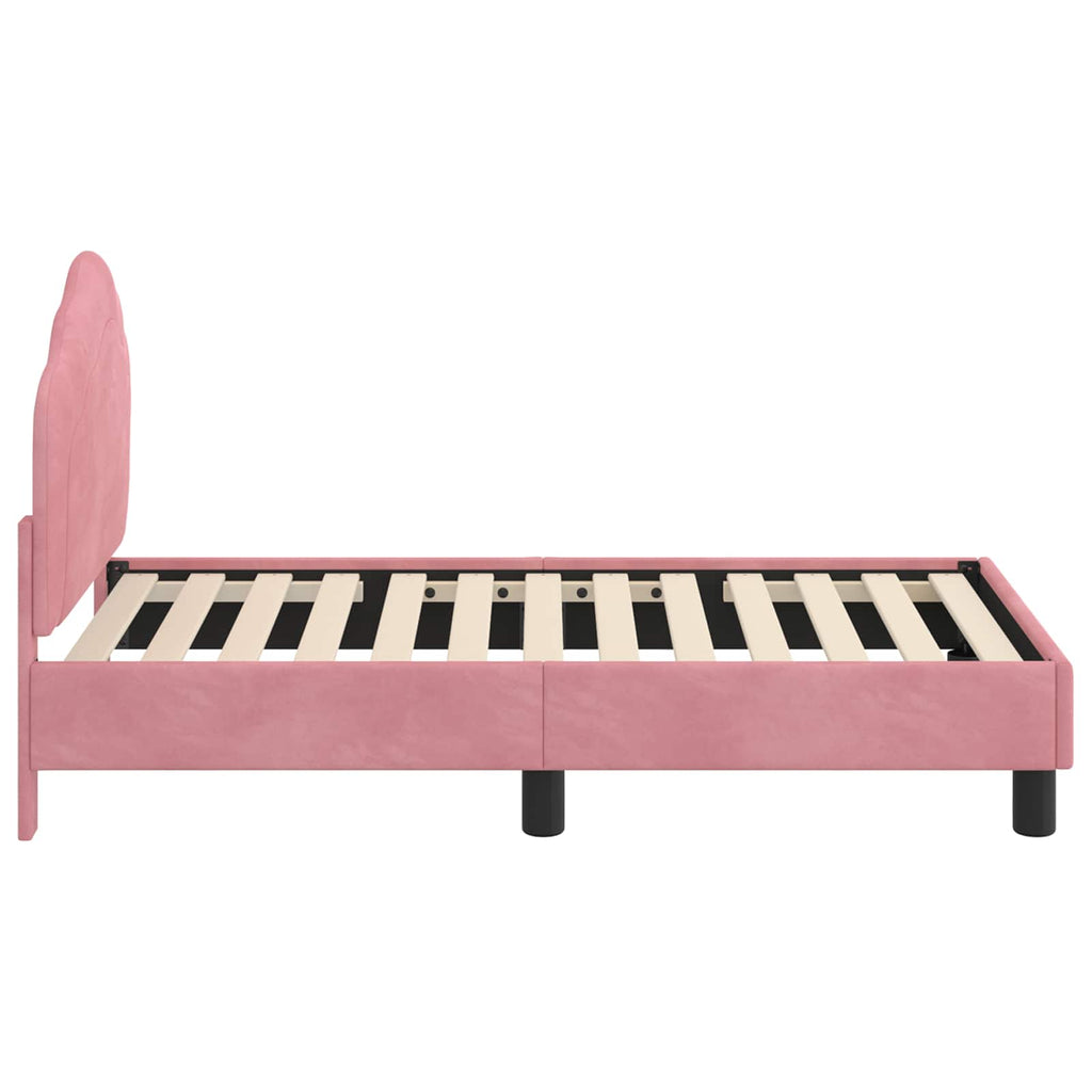 Kinderbettgestell mit Kopfteil Rosa 70 x 140 cm Samt