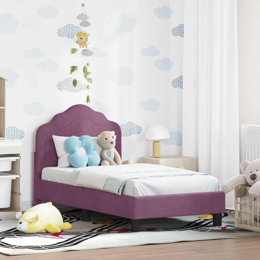Kinderbettgestell mit Kopfteil Lila 70 x 140 cm Samt