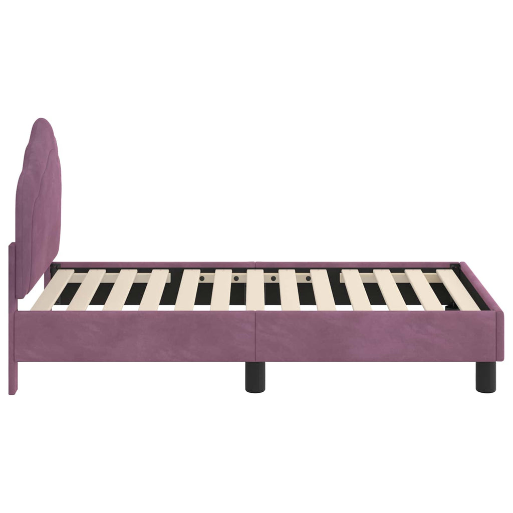 Kinderbettgestell mit Kopfteil Lila 70 x 140 cm Samt