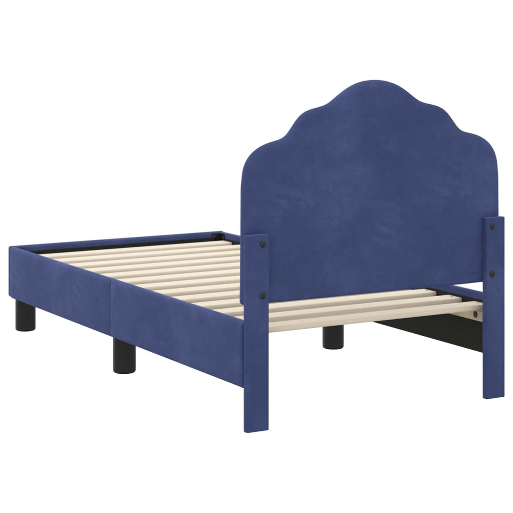 Kinderbettgestell mit Kopfteil Polizeiblau 70 x 140 cm Samt